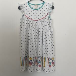 Matilda Jane Girls Polka Dot School Border Print Dress Flutter Sleeve Size 16